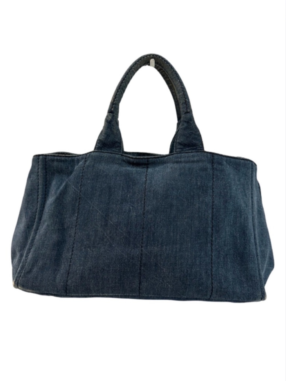 Delete me-PRADA CANAPA LARGE DENIM TOTE BAG BLUE AVIO ITALY LOGO AUTHENTIC - Picture 4 of 16